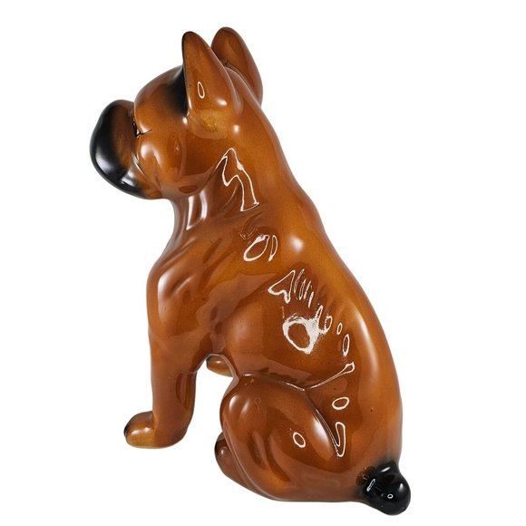 Vintage Boxer Dog Piggy Bank Ceramic Large 13" Bulldog Figurine Brown Black - Picture 8 of 12